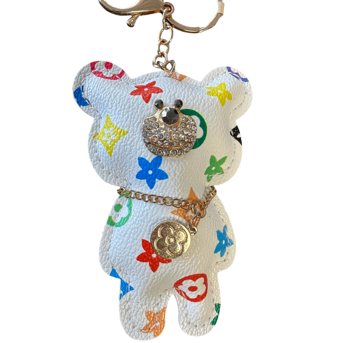 LV Inspired Teddy Bear Keychains White