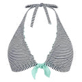 Victoria's Secret Black & White Stripe Bikini Top with Turquoise Bow Size 32DD-RF