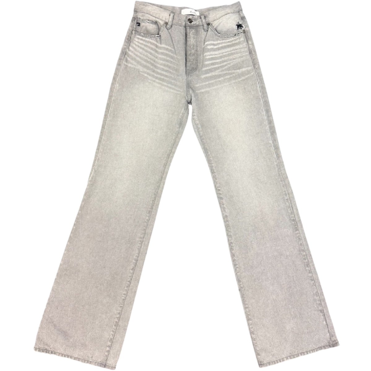 KanCan KC7373lg Light Grey Wide Leg Jeans Size 5/26-RF