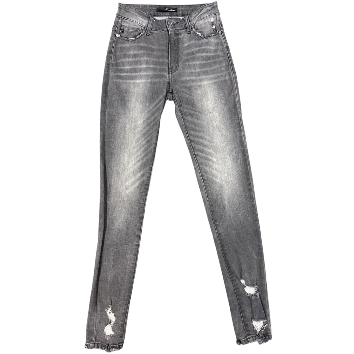 KanCan KC7266GD Charcoal Washed Distressed Skinny Fit Jeans Size 25-RF
