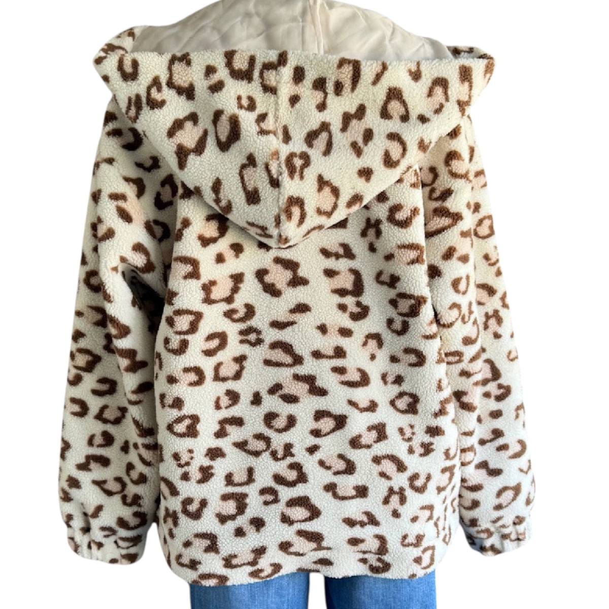 She + Sky White/ Brown Leopard Print Jacket Size Medium-RF