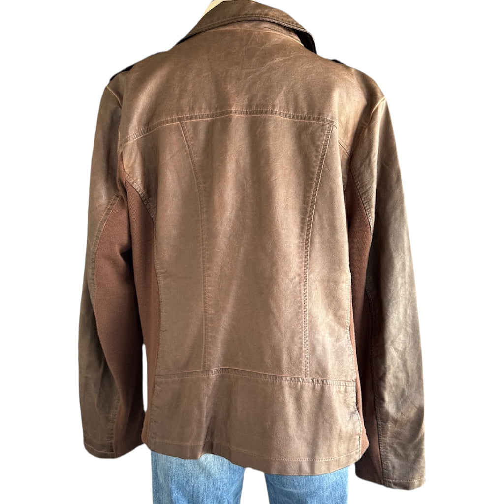 Sebby Plus Brown Leather Biker Jacket Size 2XL-RF