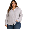 Plus Navy Striped Button Up Shirt