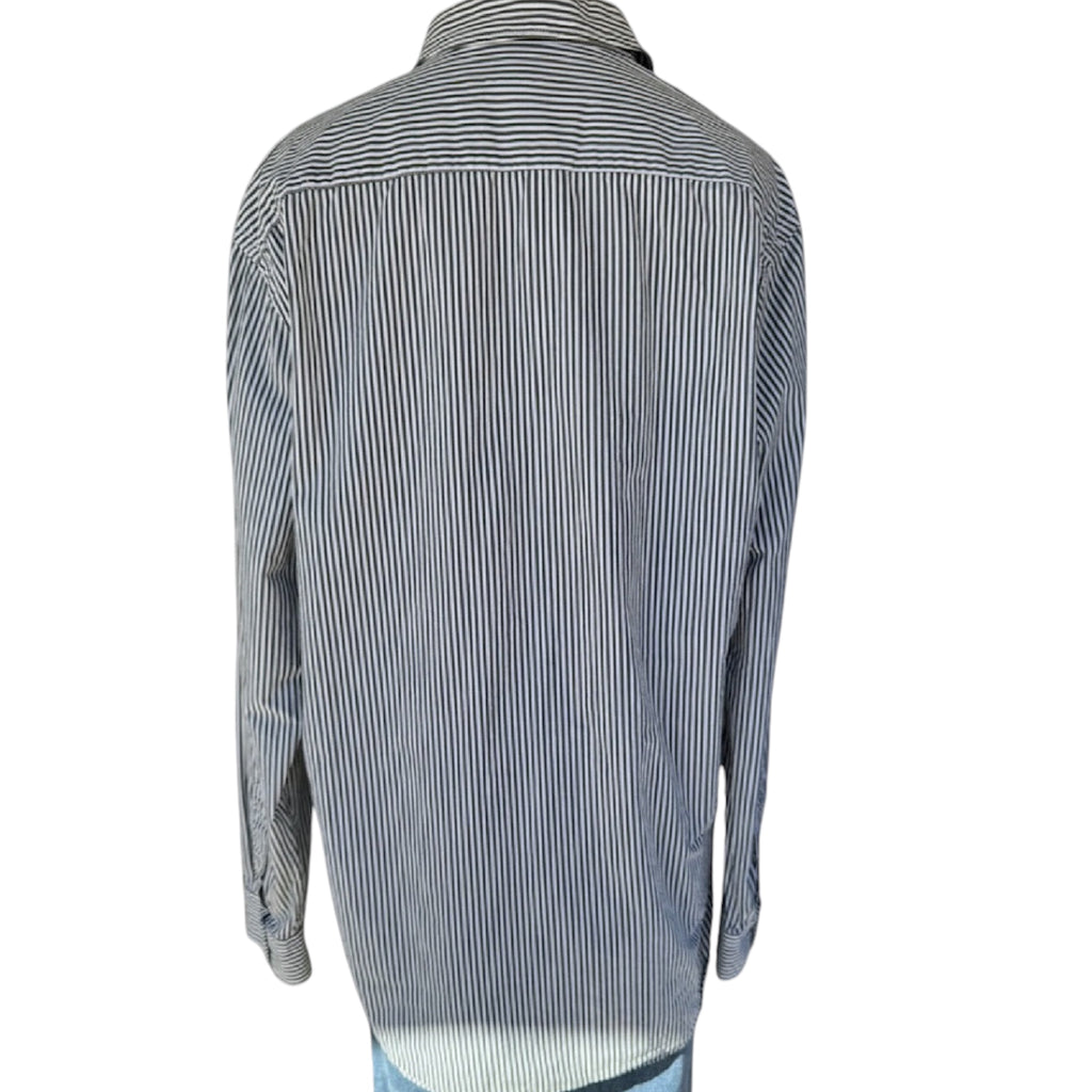 Old Navy Olive Striped Button Down Dress Shirt Size XL-RF