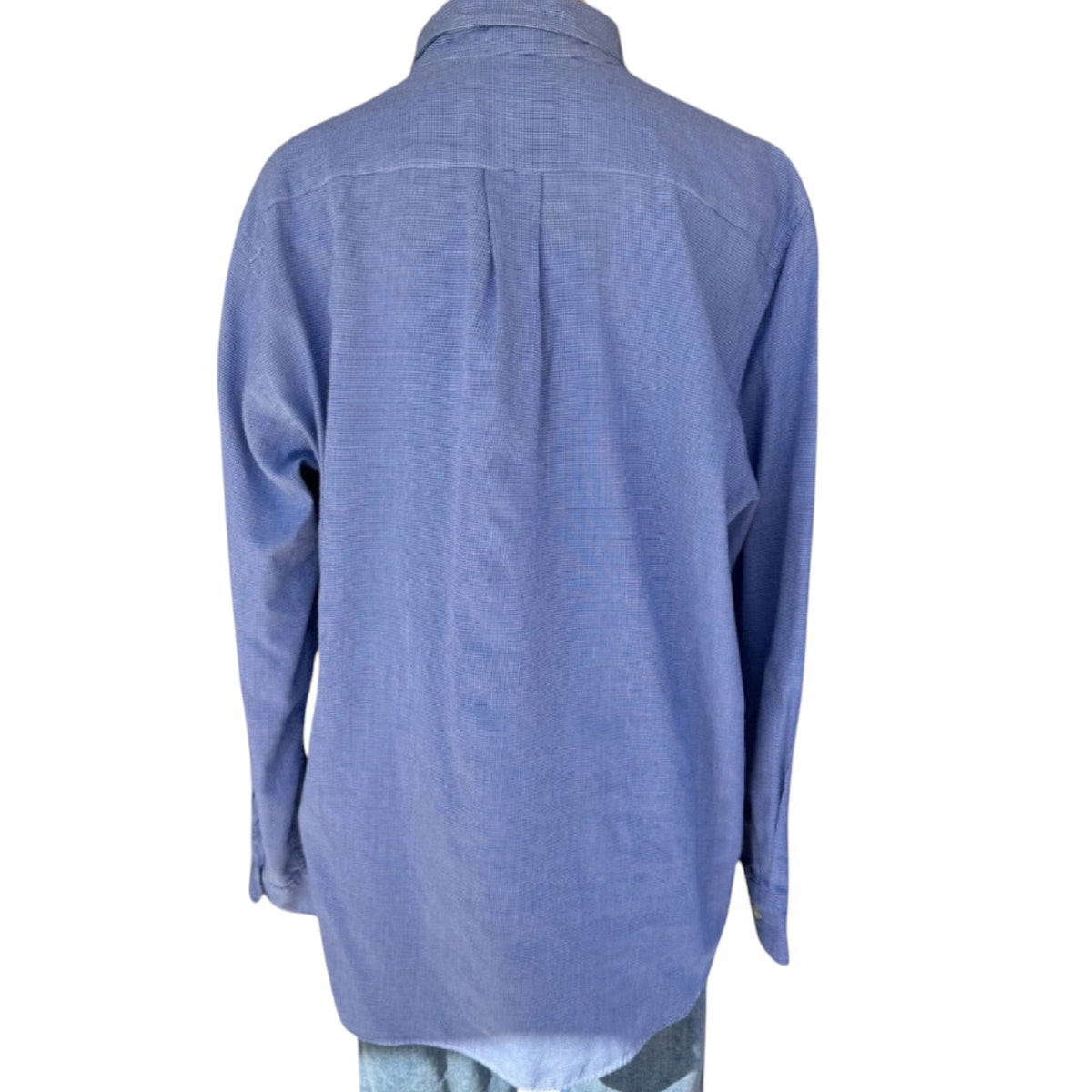 Chaps Blue Houndstooth Print Button Down Dress Shirt Size L-RF