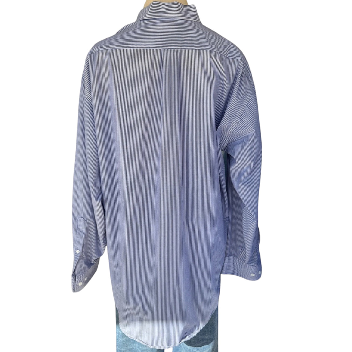 Blue Striped Button Down Dress Shirt Size XL-RF