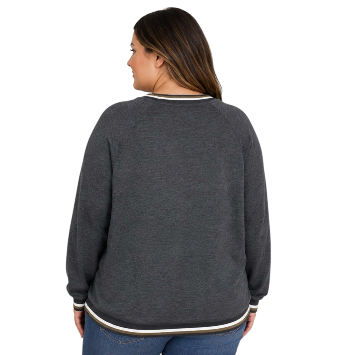 Curvy Charcoal French Terry Color Block Top