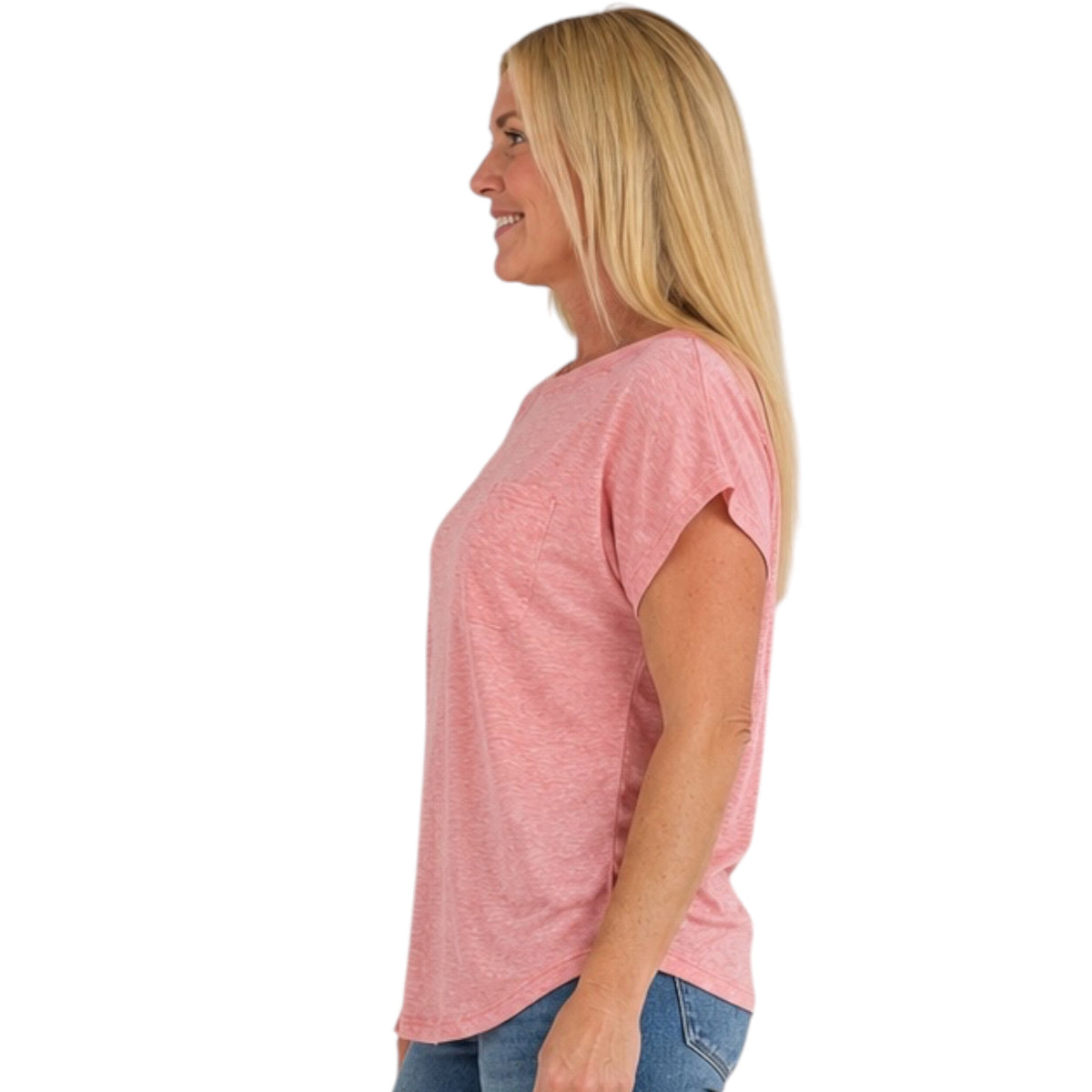 Pink Cap Sleeve Top with Pocket