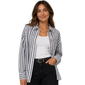 Black Stripe Collared Button Down Long Sleeve Shirt