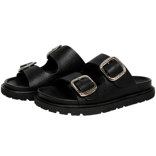 MIA Black Sandal With Gold Accent