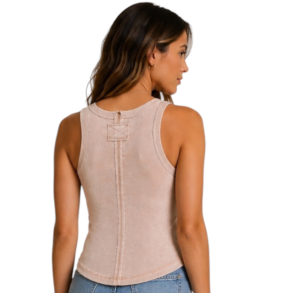 Dusty Apricot Sleeveless Knit Tank