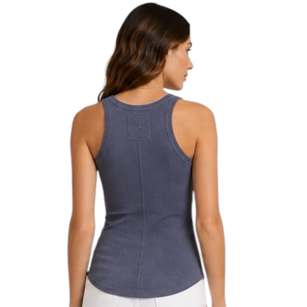 Charcoal Blue Classic Ribbed Tank