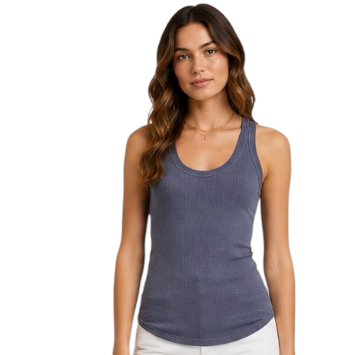 Charcoal Blue Classic Ribbed Tank