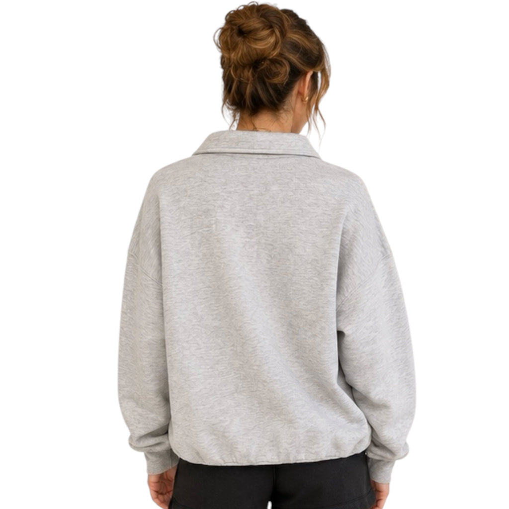 Heather Gray Polo Collared Pullover Sweater