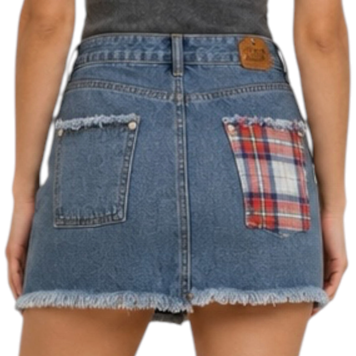 Plaid Denim Skirt