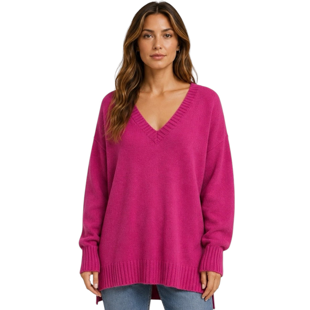 Z Supply Autumn V-Neck Sweater Jewel Pink