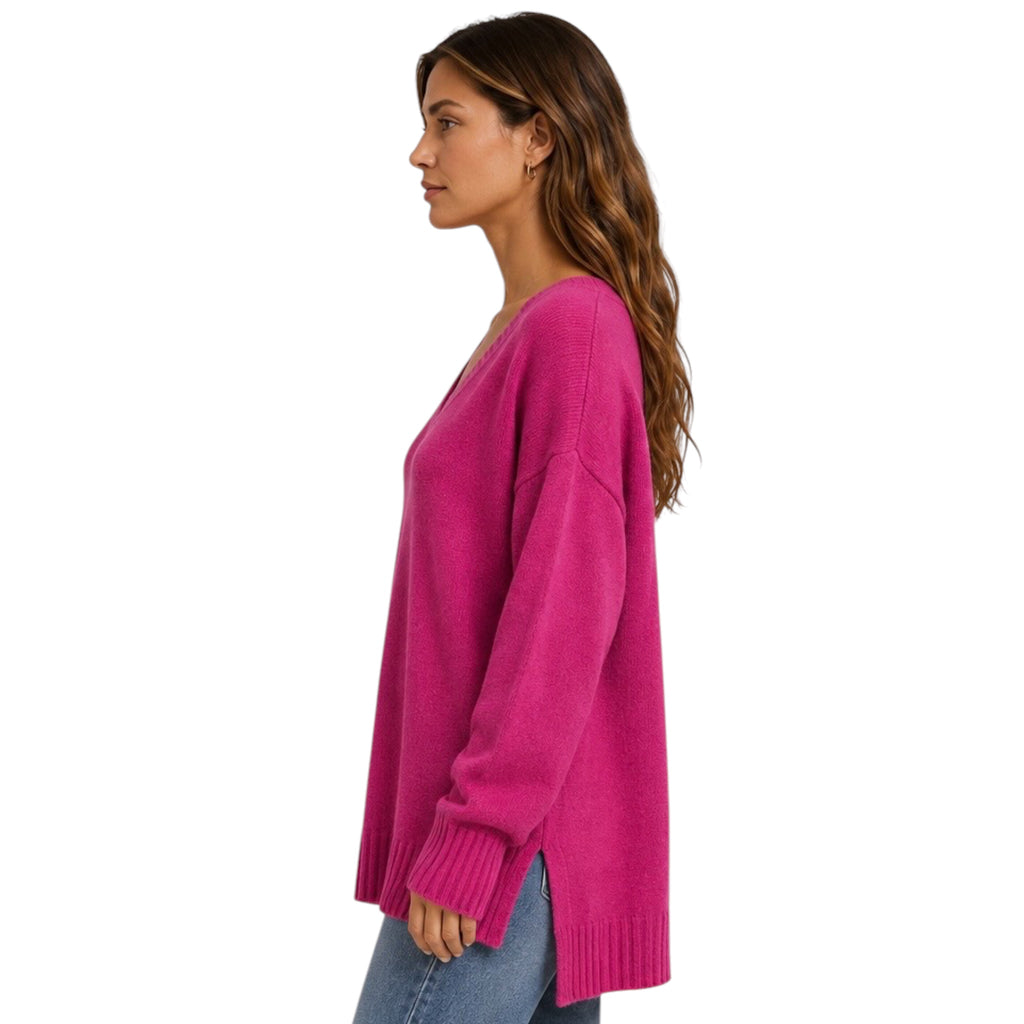 Z Supply Autumn V-Neck Sweater Jewel Pink