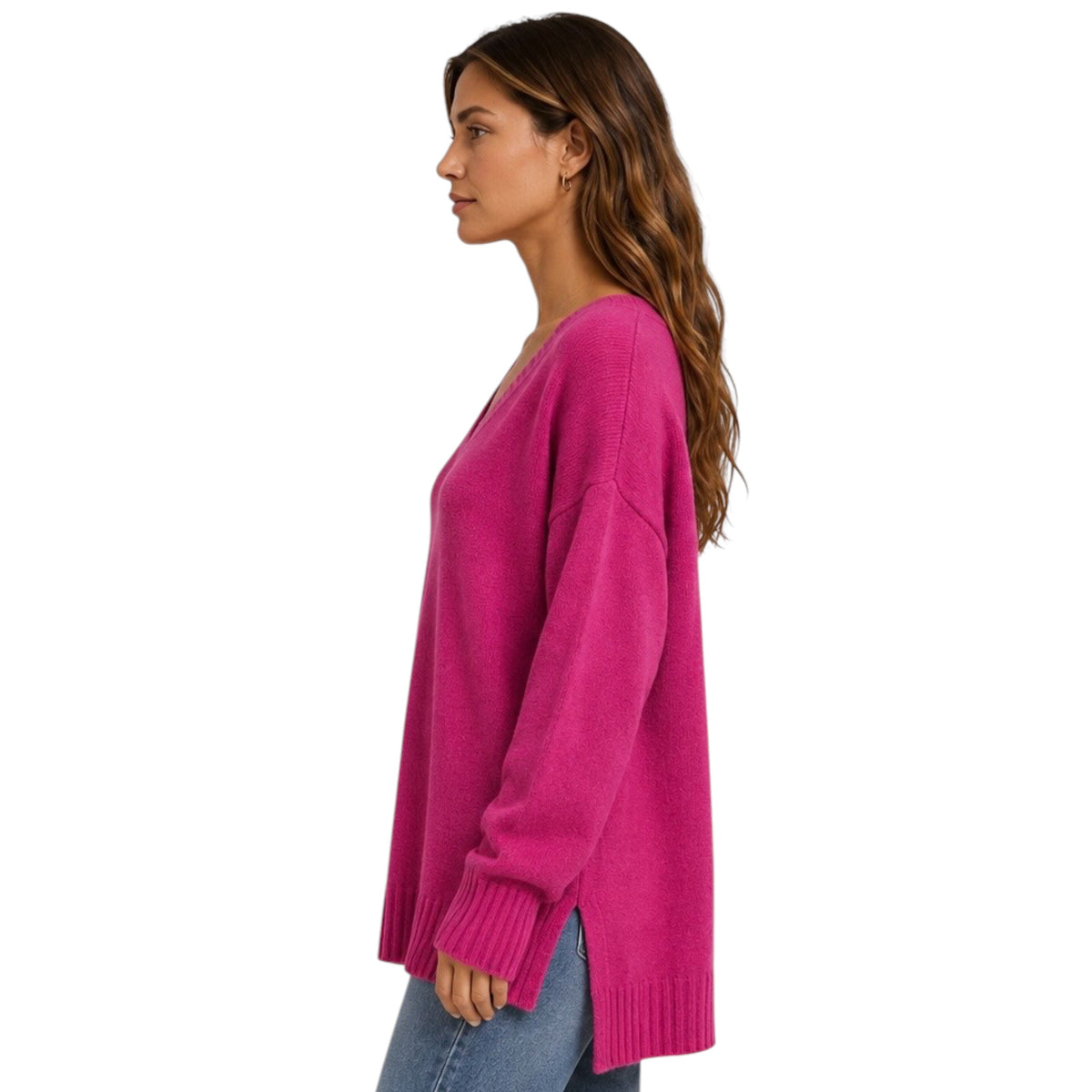 Z Supply Autumn V-Neck Sweater Jewel Pink