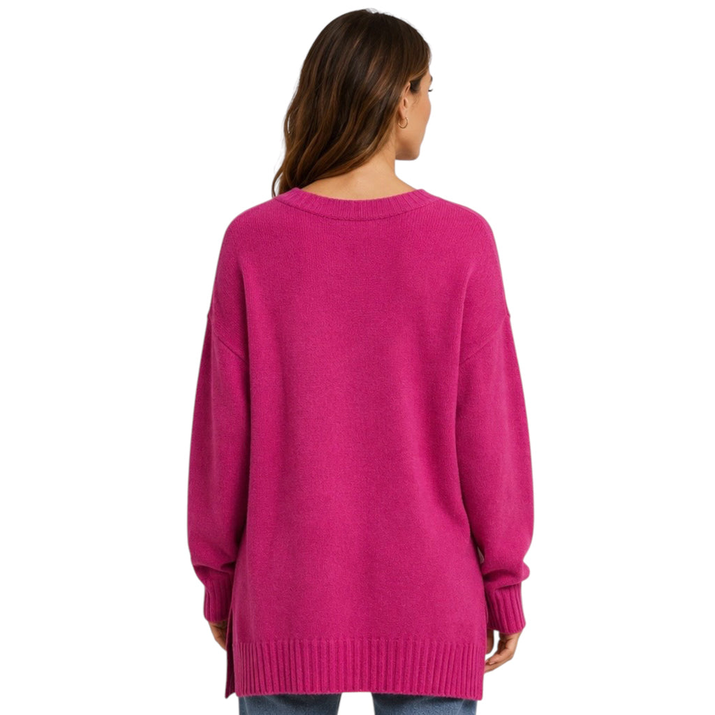 Z Supply Autumn V-Neck Sweater Jewel Pink