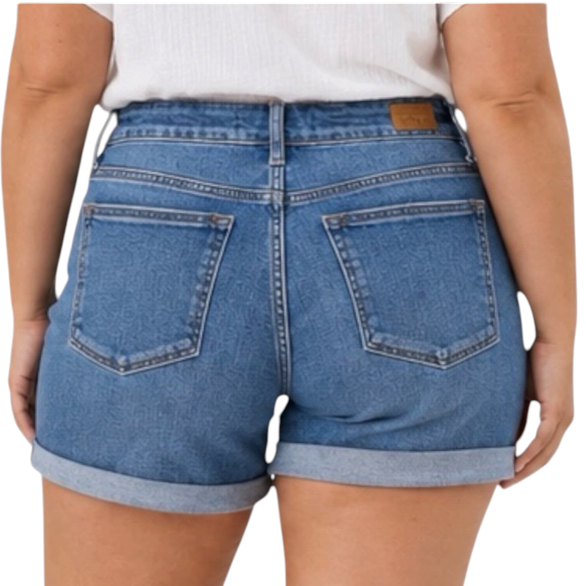 Judy Blue Plus JB15103PL Mid-Rise Cuffed Shorts