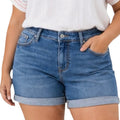 Judy Blue Plus JB15103PL Mid-Rise Cuffed Shorts