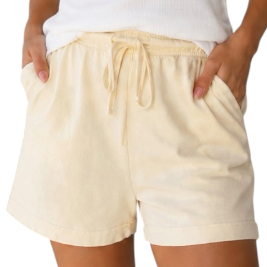 Cream Raw Edge Detail Shorts
