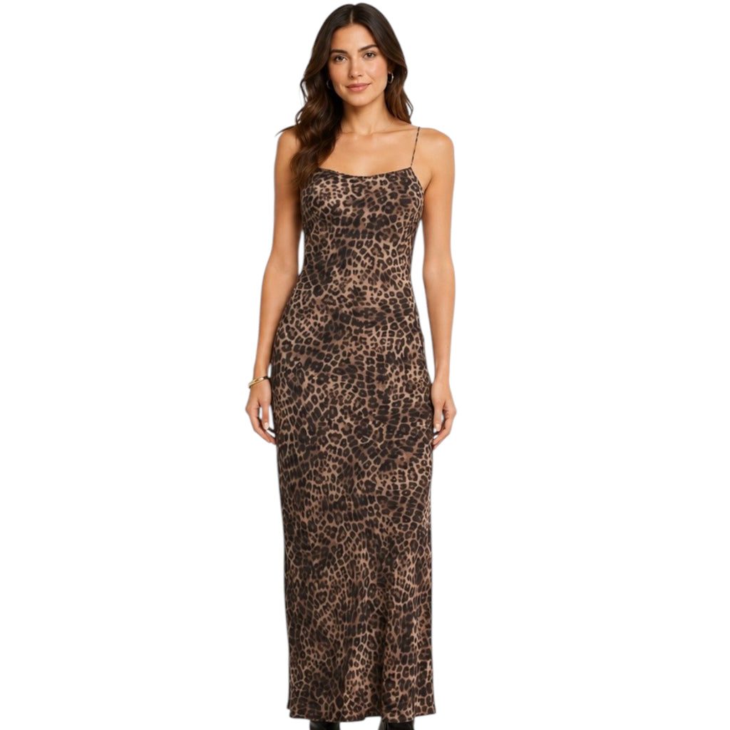 Z Supply Cielo Leopard Midi Dress Desert Tan