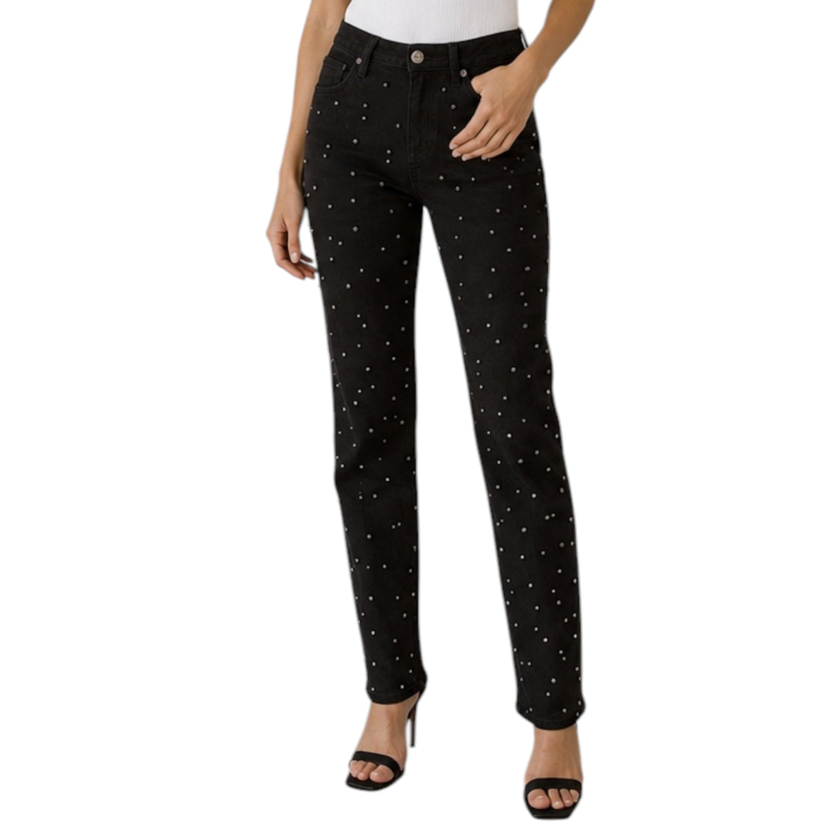 MICA MDP-T3653 High Rise Black Straight W/Embellished Jean