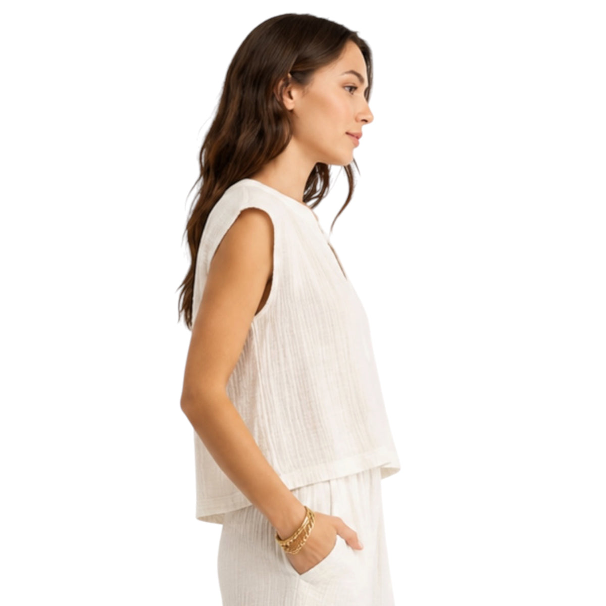 Z Supply Cliffside V-Neck Airy Top White