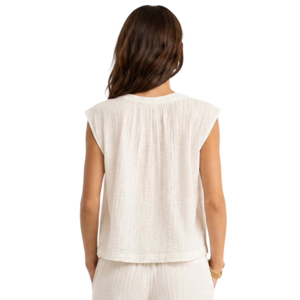 Z Supply Cliffside V-Neck Airy Top White