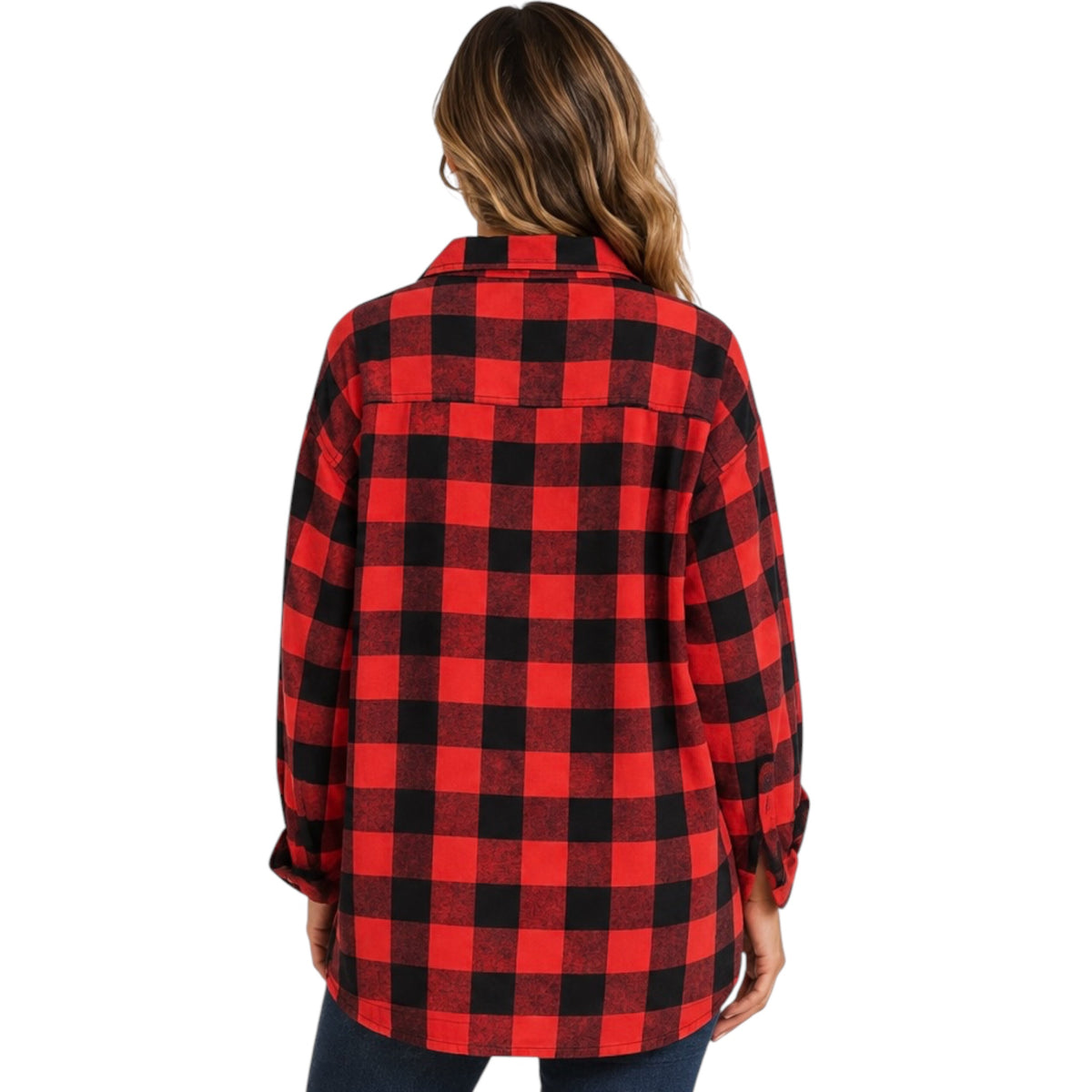 RISEN Red Buffalo Plaid Oversized Shirt RDJ1163