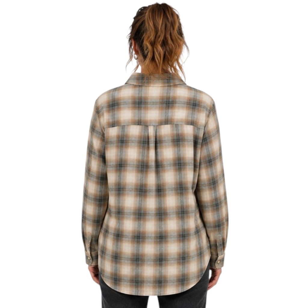 Charcoal Plaid  Button Up With Front Chest Pocket