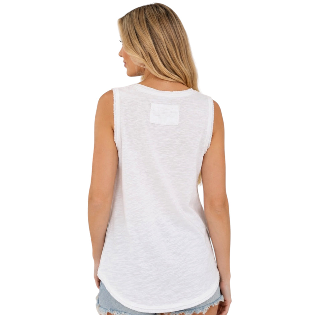 White Knit Sleeveless Tank Top