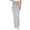 Grey Hip Wrap Maxi Knit Skirt