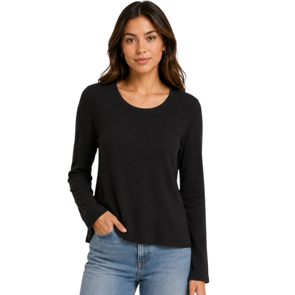 Z Supply Infinity Fitted Long Sleeve Top Black