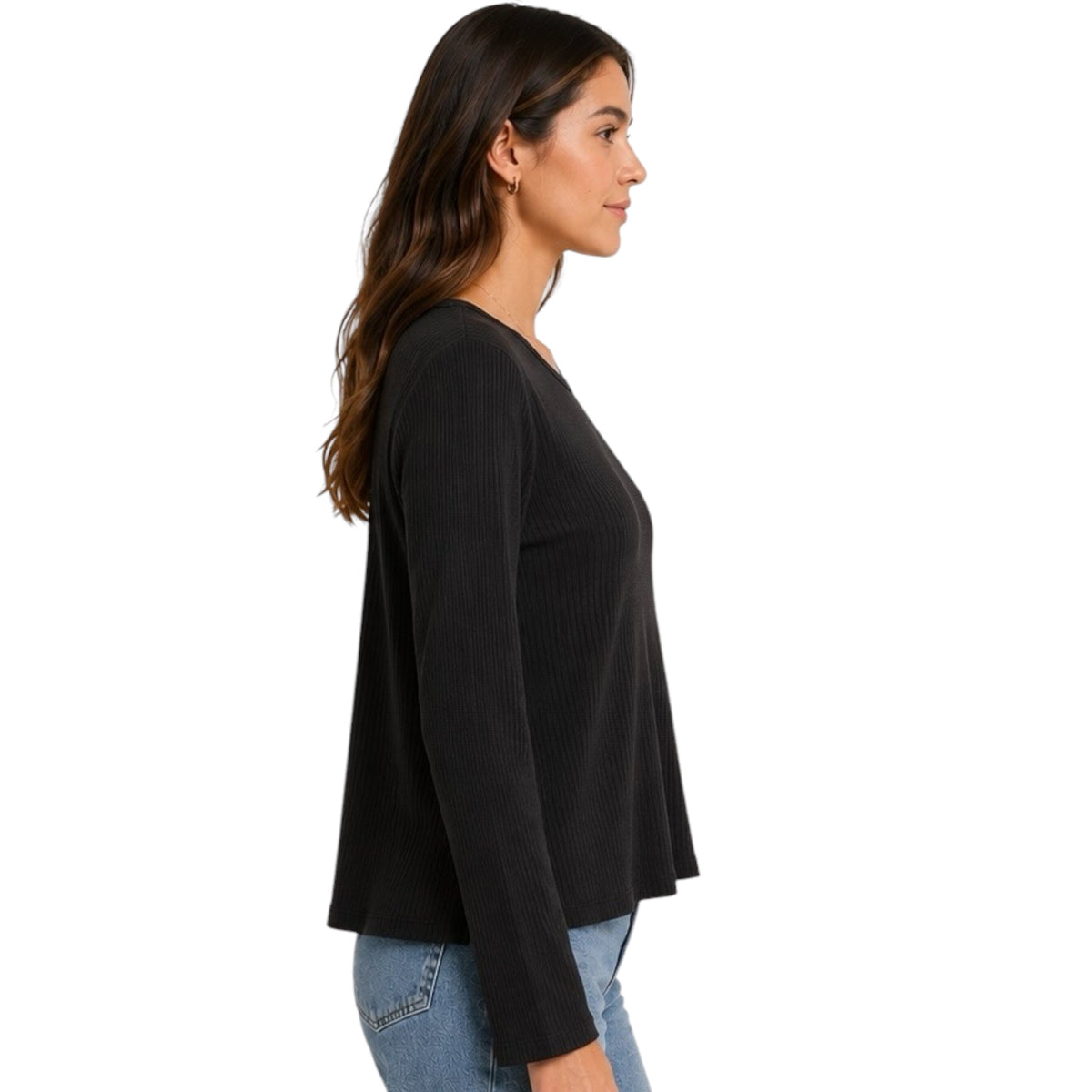 Z Supply Infinity Fitted Long Sleeve Top Black