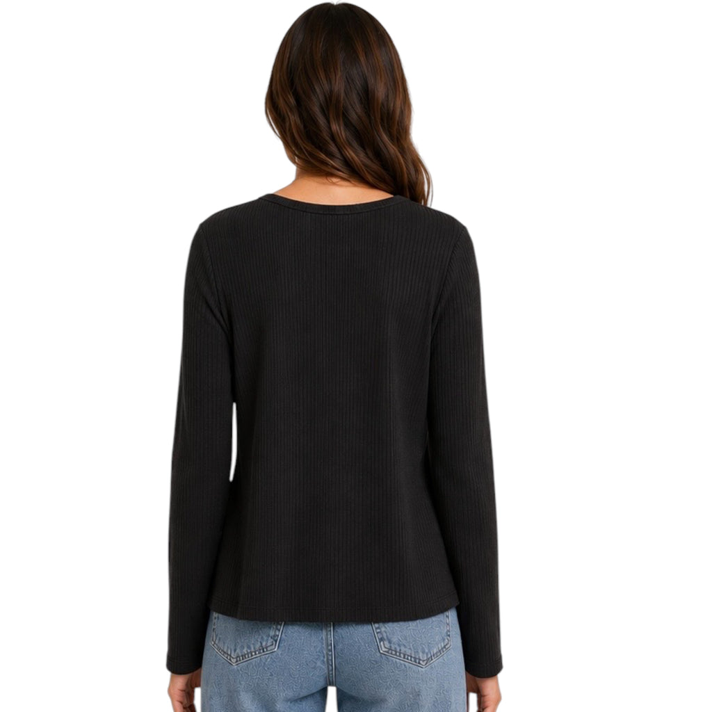 Z Supply Infinity Fitted Long Sleeve Top Black