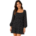 Black/Ivory Polka Dot Printed Tiered Layer Mini Dress