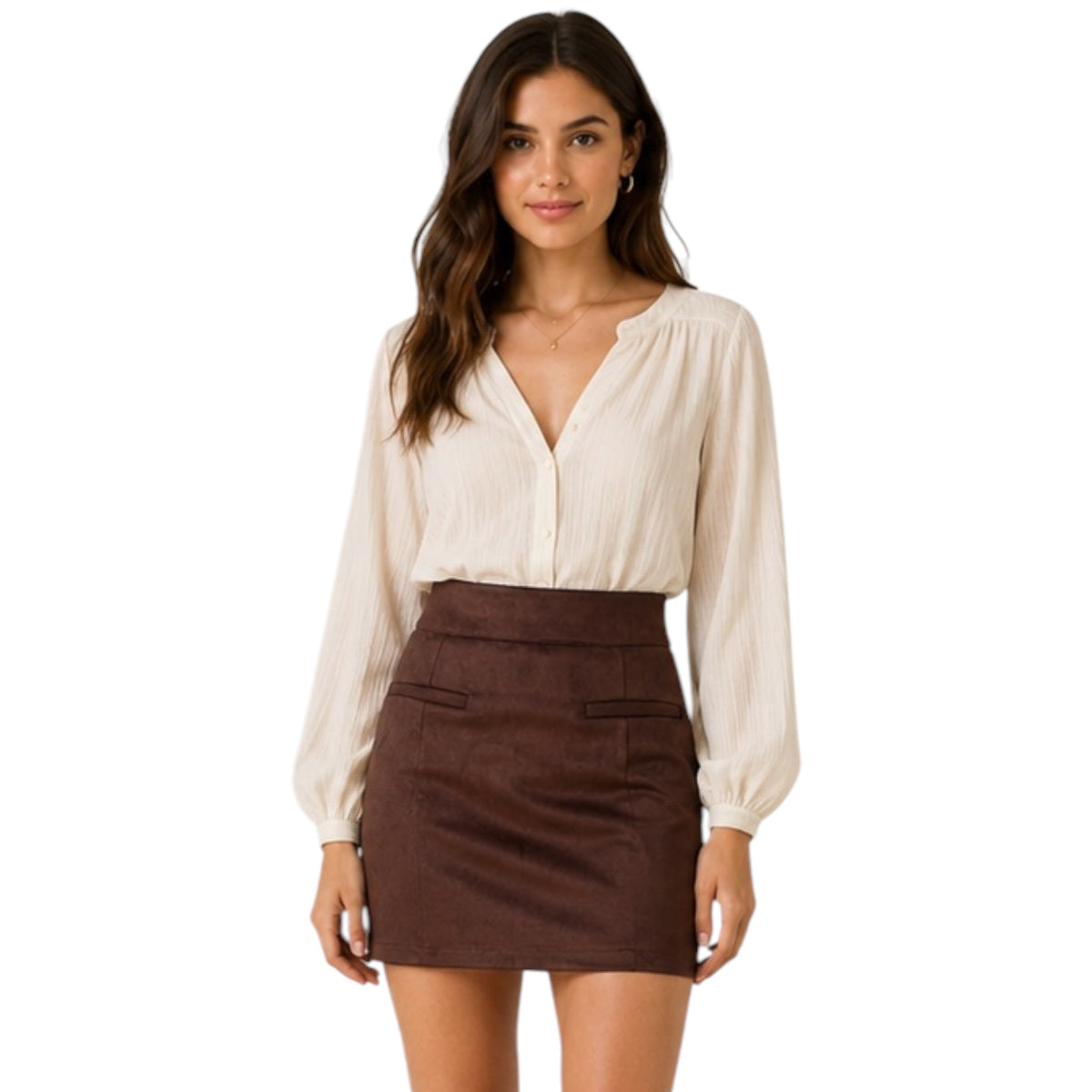 Chocolate Brown Suede Mini Skirt