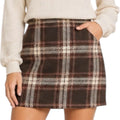 Brown Plaid Patterned Mini Skirt