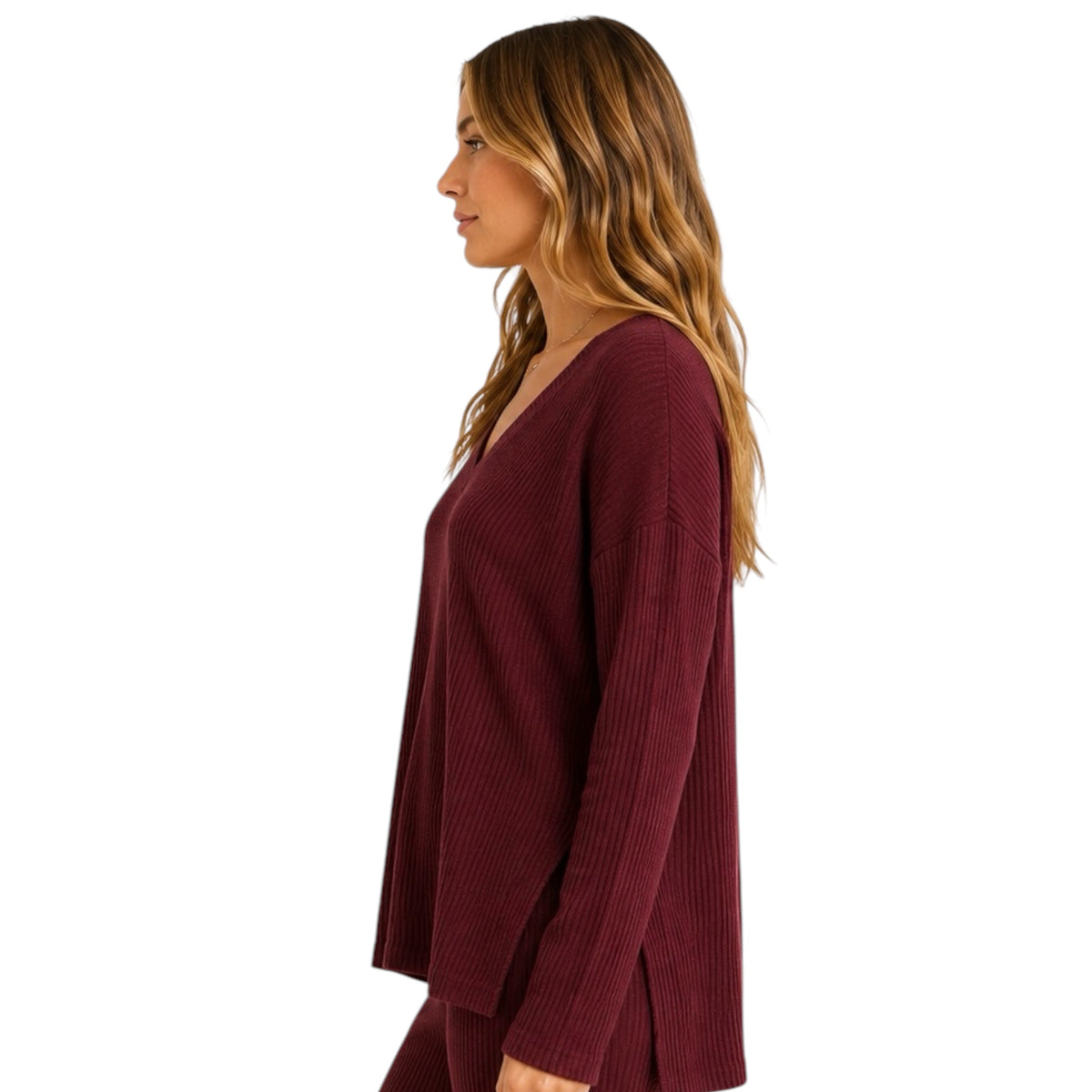 Z Supply Me-Time Rib LS Top Garnet