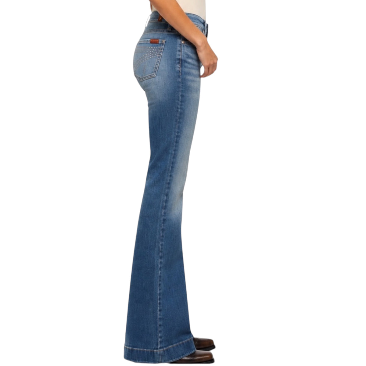 7 Of All Mankind Dojo Faded Echo Slim Illusion Star Studded Jeans