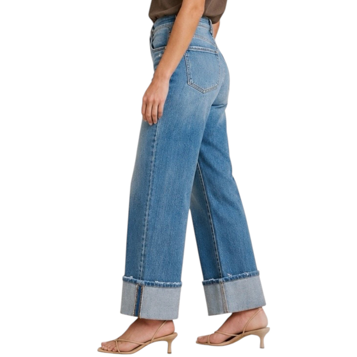 Flying Monkey High Rise Cuff Wide Leg Jeans F5890