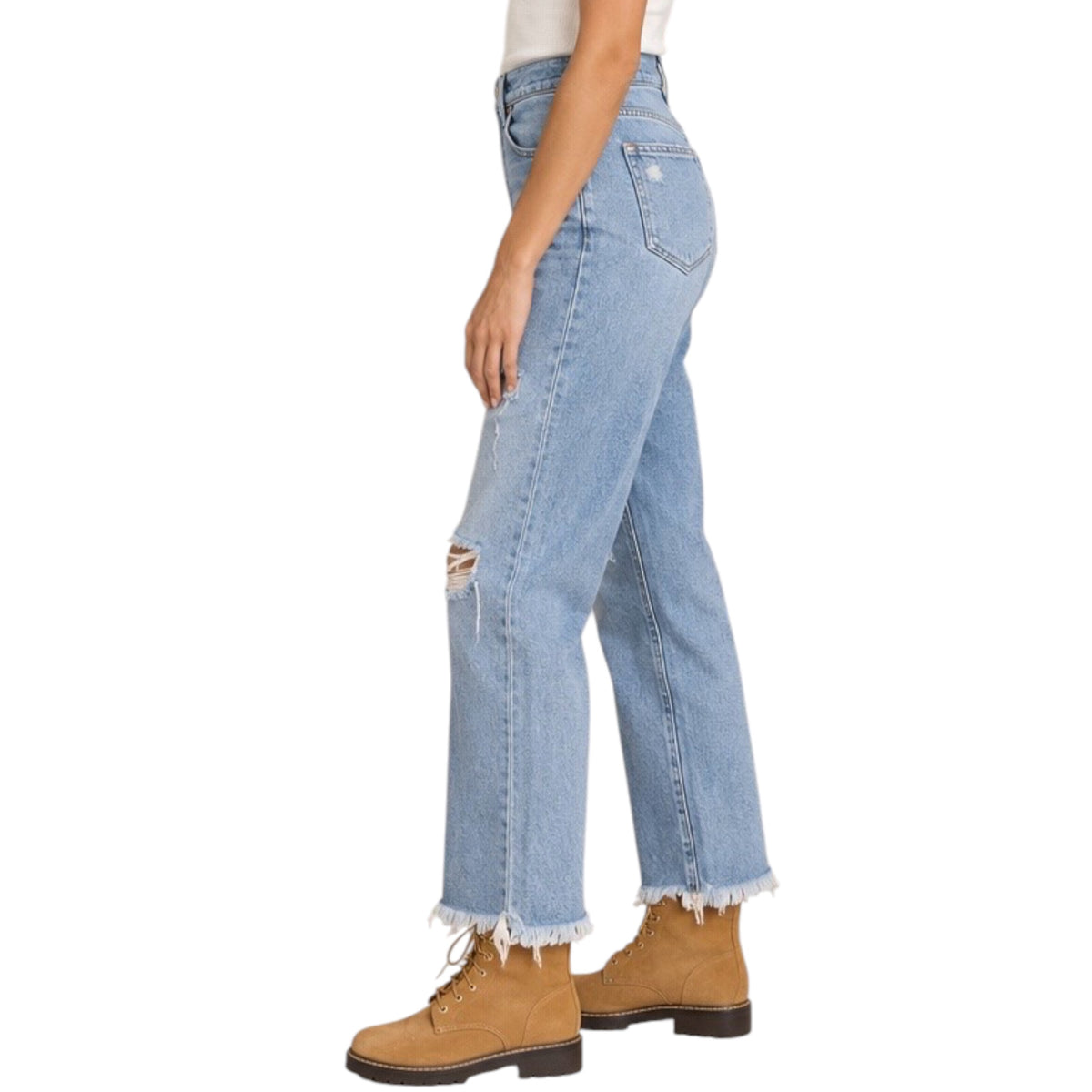 HIDDEN 4HD1555ST-ML Medium Light Wash Tracey High Rise Straight Fit Jeans