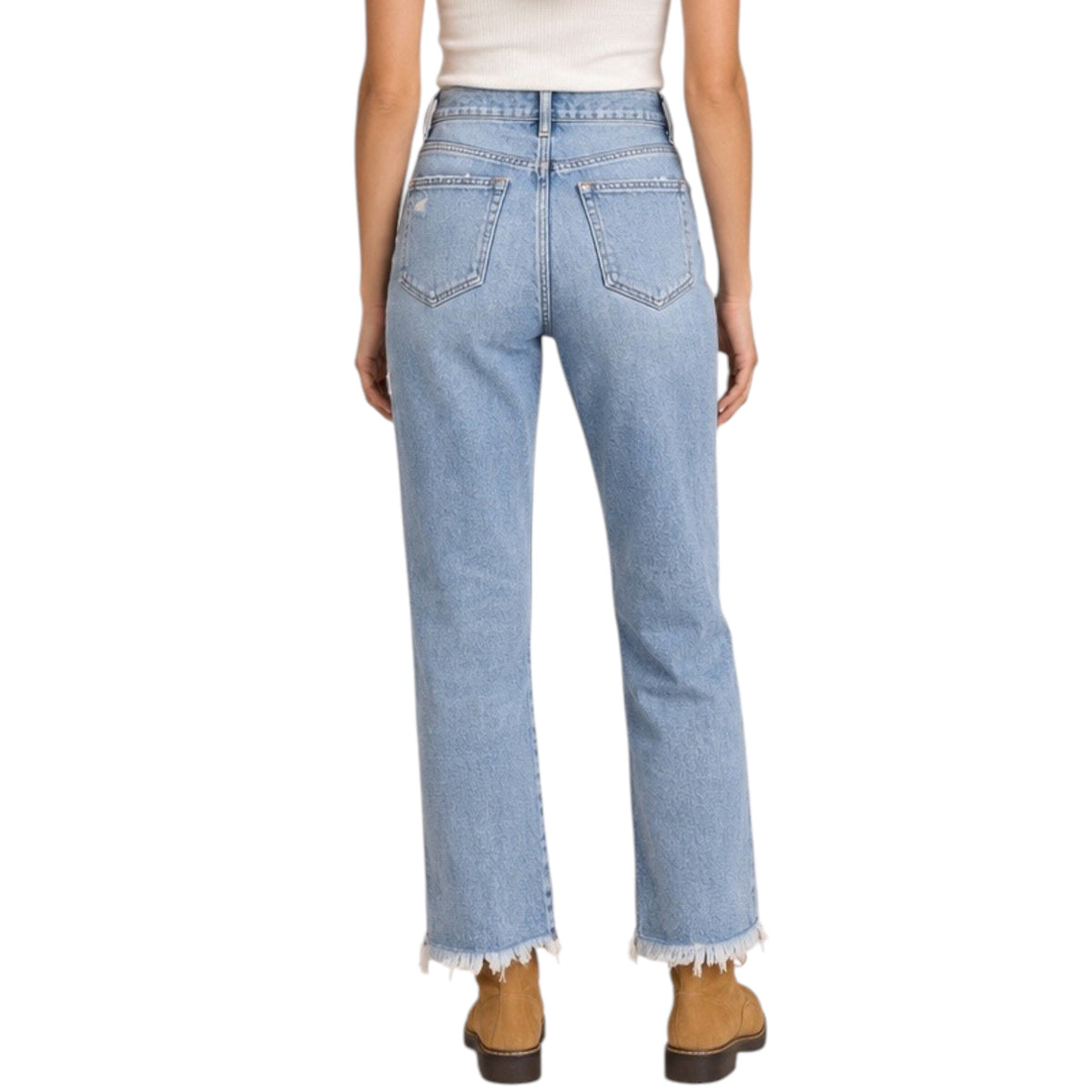 HIDDEN 4HD1555ST-ML Medium Light Wash Tracey High Rise Straight Fit Jeans