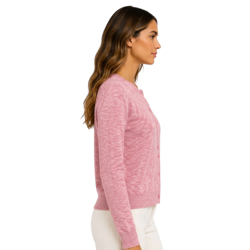 Rose Cotton Slub Button Up Cardigan