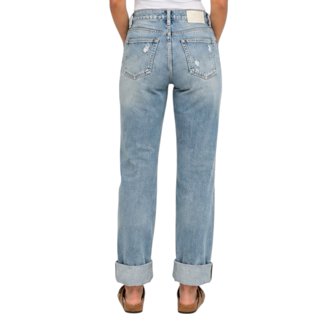 Judy Blue Double Cuff Fray Hem with Destroy BF JB88440
