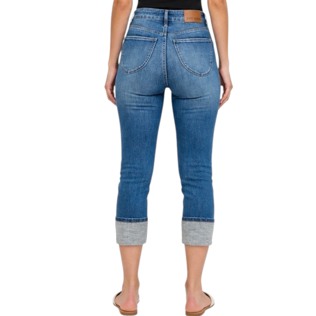 Judy Blue JB78114 H/W Tummy Control Cuff Capri/Crop 27" Jean