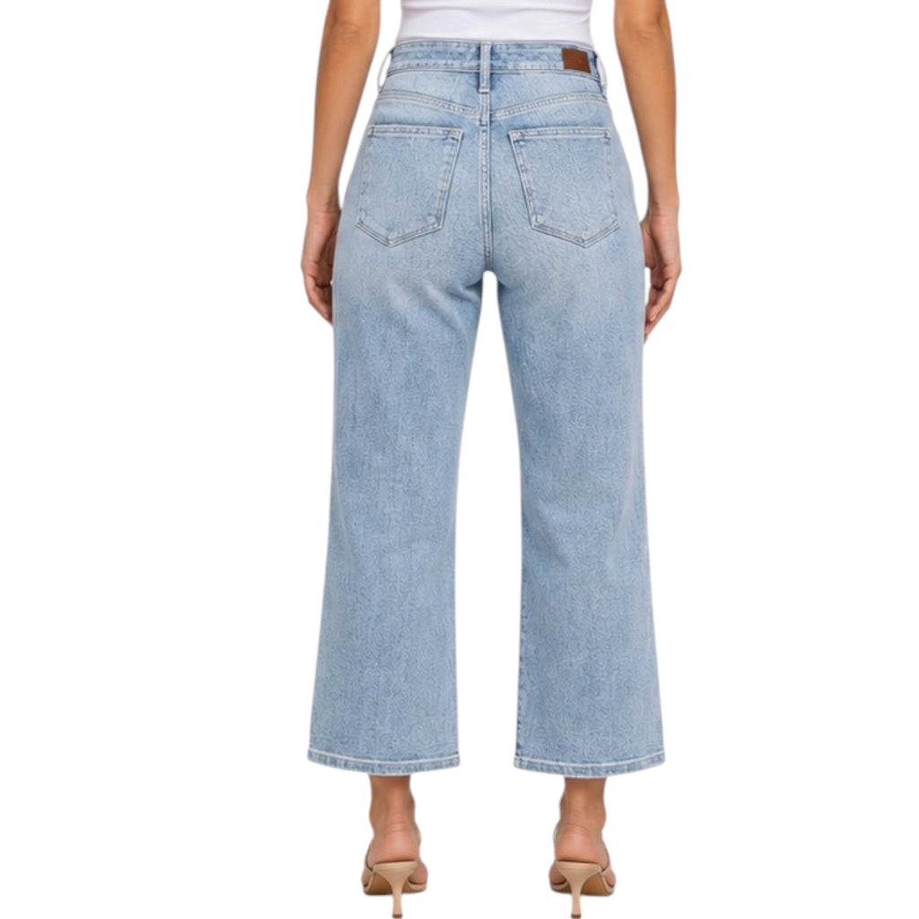 Judy Blue JB82477 HW Button Fly Vintage Wash Cropped Wide Leg