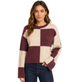 Dark Cherry/Alpaca Oversized Checkered Sweater